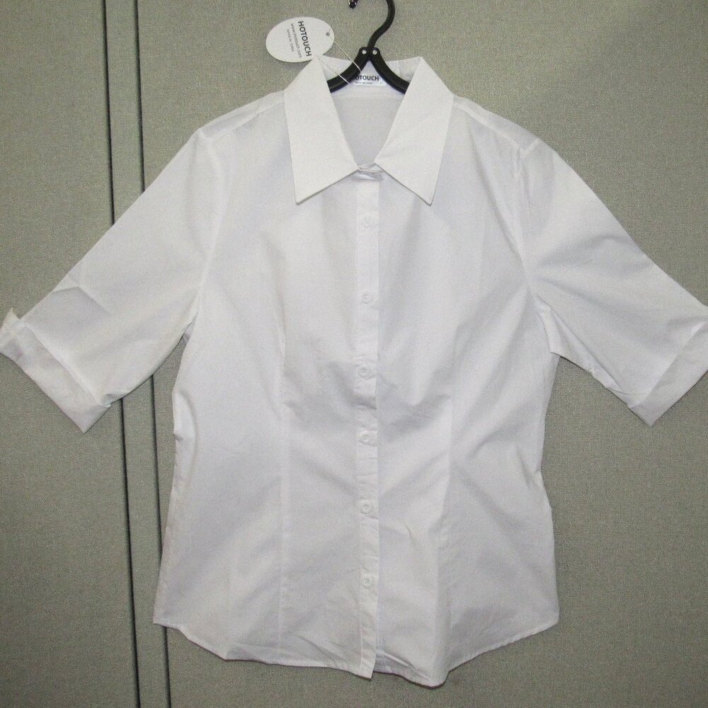 HOTOUCH Womens 3/4 Sleeve Button-Down Dress Shirt Slim Fit
